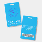 Moderne hellblaue personalisierte ID-Ausweis-Anfer Ausweis (Vorder- & Rückseite)
