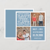 Moderne hellblaue Save-the-Date-Karten mit quadrat Einladung (Vorne/Hinten)