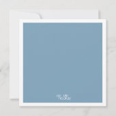 Moderne hellblaue Save-the-Date-Karten mit quadrat Einladung (Rückseite)