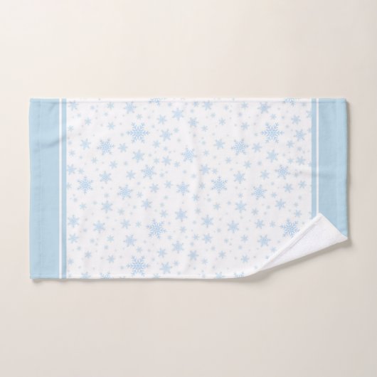 Moderne, hellblaue Schneeflocken auf weißem Badeha Badhandtuch Set (Handtuch)