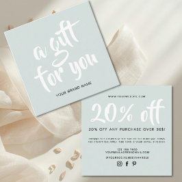 Moderne hellblaue Skript-Coupon-Rabattkarte Rabattkarte