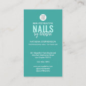 Moderne hellblaue Teal-Logo-QR-Code-Foto-NAIL-TECH Visitenkarte (Rückseite)