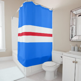 Moderne, hellblaue, weiße Mitte Racing Streifen Duschvorhang