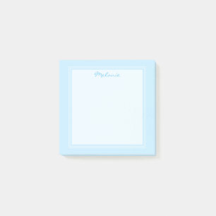 Moderne hellblaue weiße Rand Schrift Post-it Klebezettel
