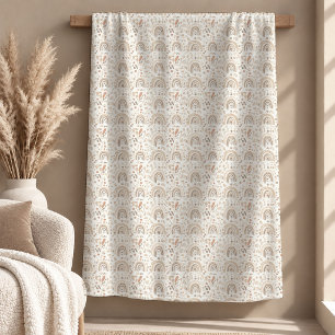 Moderne hellbraune beige Boho-Regenbogen-Decke Kun Fleecedecke