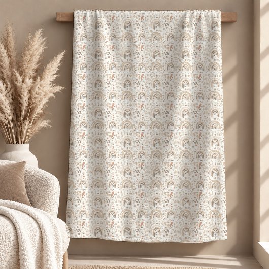 Moderne hellbraune beige Boho-Regenbogen-Decke Kun Fleecedecke
