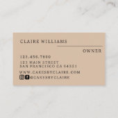 Moderne hellbraune Kuchen mit Script Bakery Klein Visitenkarte (Rückseite)