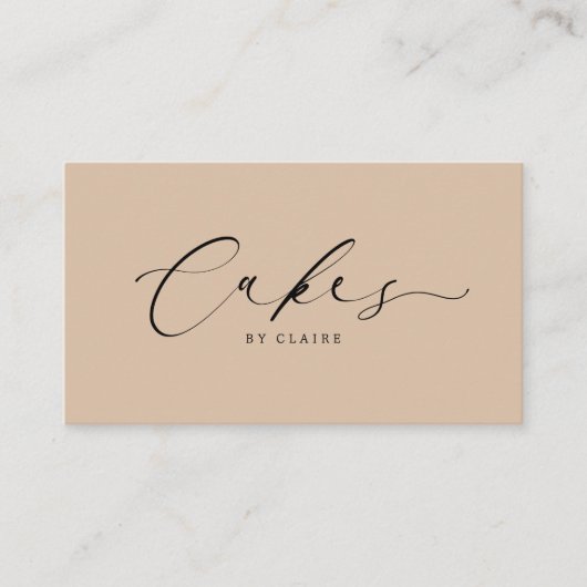 Moderne hellbraune Kuchen mit Script Bakery Klein Visitenkarte (Vorderseite)