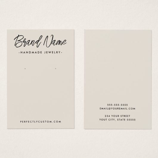 Moderne, hellbraune Ohrring-Display-Karte (Vorne & Hinten)