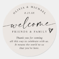 Moderne helle Beige Tan Wedding Welcome Hotel Tag