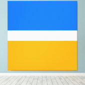 Moderne helle blaue gelbe Farbblöcke Leinwanddruck (Insitu (Holzboden))