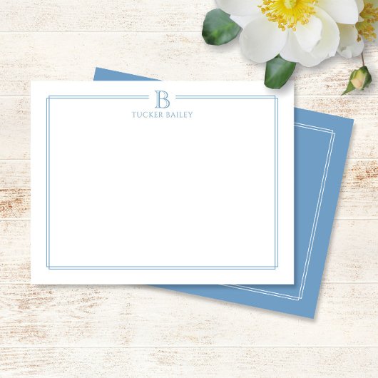 Moderne, helle blaue Grenzstationerie Mitteilungskarte