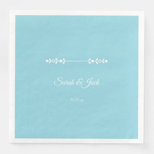 Moderne helle Blauen und Weiße Hochzeit Serviette (Vorderseite)