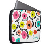 Moderne, helle Blume und Personalisiertes schwarze Laptopschutzhülle (Vorne Rechts)