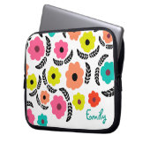 Moderne, helle Blume und Personalisiertes schwarze Laptopschutzhülle (Vorderseite Links)