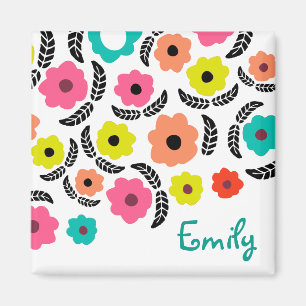 Moderne, helle Blume und Personalisiertes schwarze Magnet