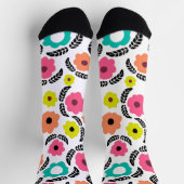 Moderne, helle Blume und schwarzes Leaf Socken (Oben)