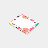 Moderne, helle Blume und Schwarzleder-Monogramm Post-it Klebezettel (angewinkelt)