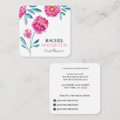 Moderne, helle Blumen Blumen Wasserfarbe Quadratische Visitenkarte (Vorne/Hinten)