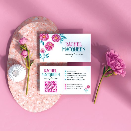 Moderne, helle Blumen Blumen Wasserfarbe Visitenkarte