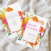 Moderne, helle Blumenblumen & Bubbly Brautparty Einladung