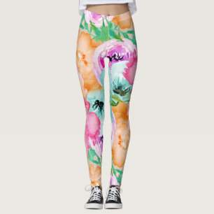 Moderne helle bunte Frühlingsblumen-Wasserfarbe Leggings