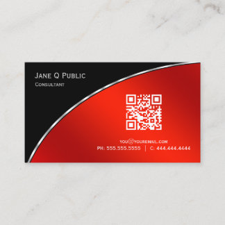Moderne Helle Crimson QR Elegant Beruflich Visitenkarte