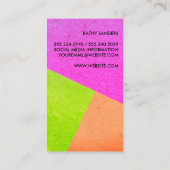 Moderne helle Farbblöcke Visitenkarte (Rückseite)