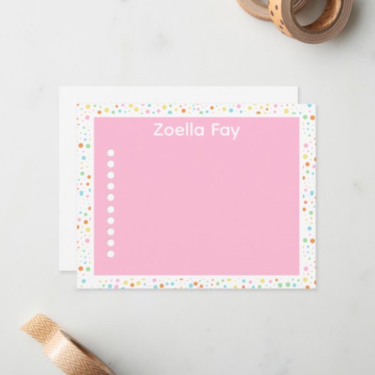 Moderne, helle Farben Konfetti Dot Note Card Mitteilungskarte (Vorderseite/Rückseite Beispiel)