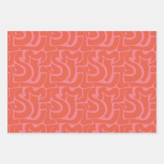 Moderne, helle Farben Orange & Pink Geschenkpapier Set (Vorderseite)