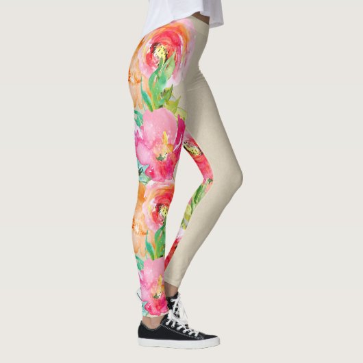 Moderne, helle Farben rustikale Wasserfarbe Leggings (Rechts)