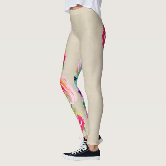 Moderne, helle Farben rustikale Wasserfarbe Leggings (Links)