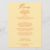 Moderne, helle, farbenfrohe Retro-Hochzeit Menükarte (Vorderseite)