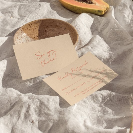 Moderne, helle, farbenfrohe Retro-Whimsical-Hochze RSVP Karte