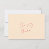 Moderne, helle, farbenfrohe Retro-Whimsical-Hochze RSVP Karte (Rückseite)