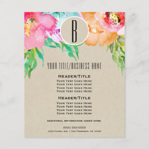 Moderne Helle Farbige Florale Wasserfarbe Flyer