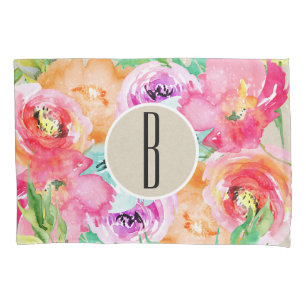 Moderne Helle Farbige Florale Wasserfarbe Kraft Kissenbezug