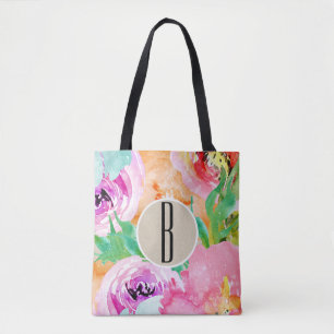 Moderne Helle Farbige Florale Wasserfarbe Kraft Tasche