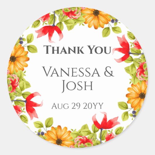 Moderne Helle Floral Vielen Dank Gastgeschenk Hoch Runder Aufkleber (Vorderseite)