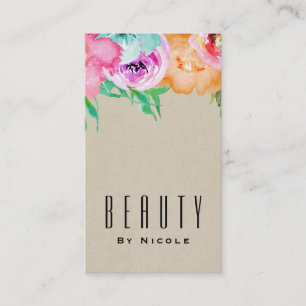 Moderne Helle Florale Braune Kraft Glam Land Chic Visitenkarte