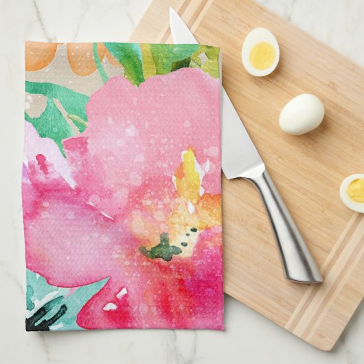 Moderne, helle Frühlingsflora Geschirrtuch (Viertel Falte)