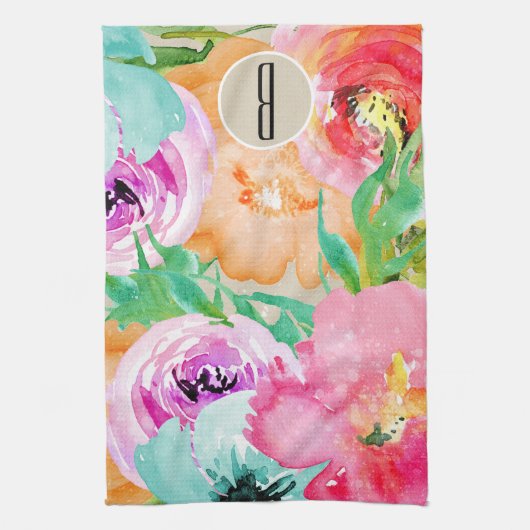 Moderne, helle Frühlingsflora Geschirrtuch (Vertikal)