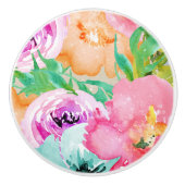 Moderne, helle Frühlingsflora Keramikknauf (Vorderseite)