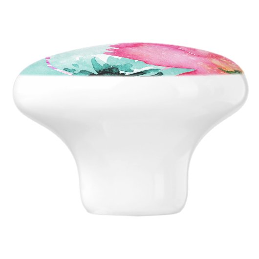 Moderne, helle Frühlingsflora Keramikknauf (Seitenansicht)