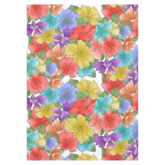 Moderne, helle Frühlingsflora Tischdecke (Vorderseite)