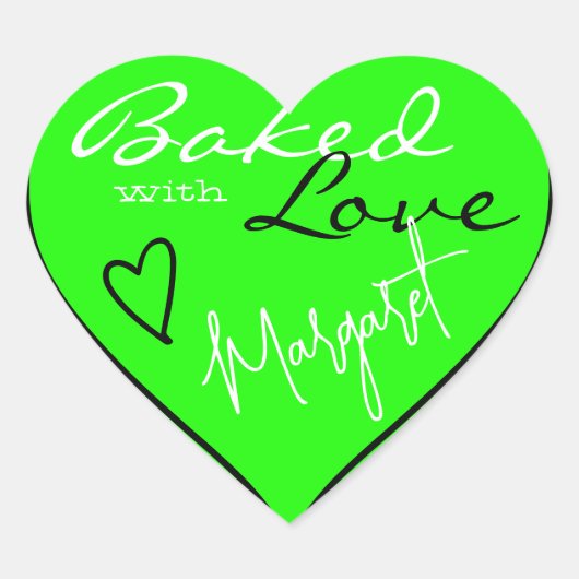Moderne, helle grüne Backform mit Liebe Herzneon Herz-Aufkleber (Vorderseite)