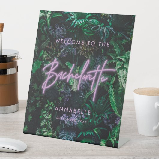 Moderne, helle lila, gürtelneonfarbene Bachelorett Sockelschild (In Situ)