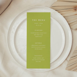Moderne helle Limettengrüne Hochzeit Menükarte