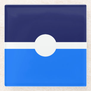 Moderne helle nautische blaue Marine-Weiß-Farbbloc Glasuntersetzer