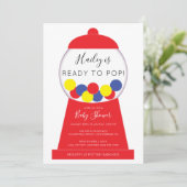 Moderne, helle, neutrale Gumball-Babydusche Einladung (Stehend Vorderseite)